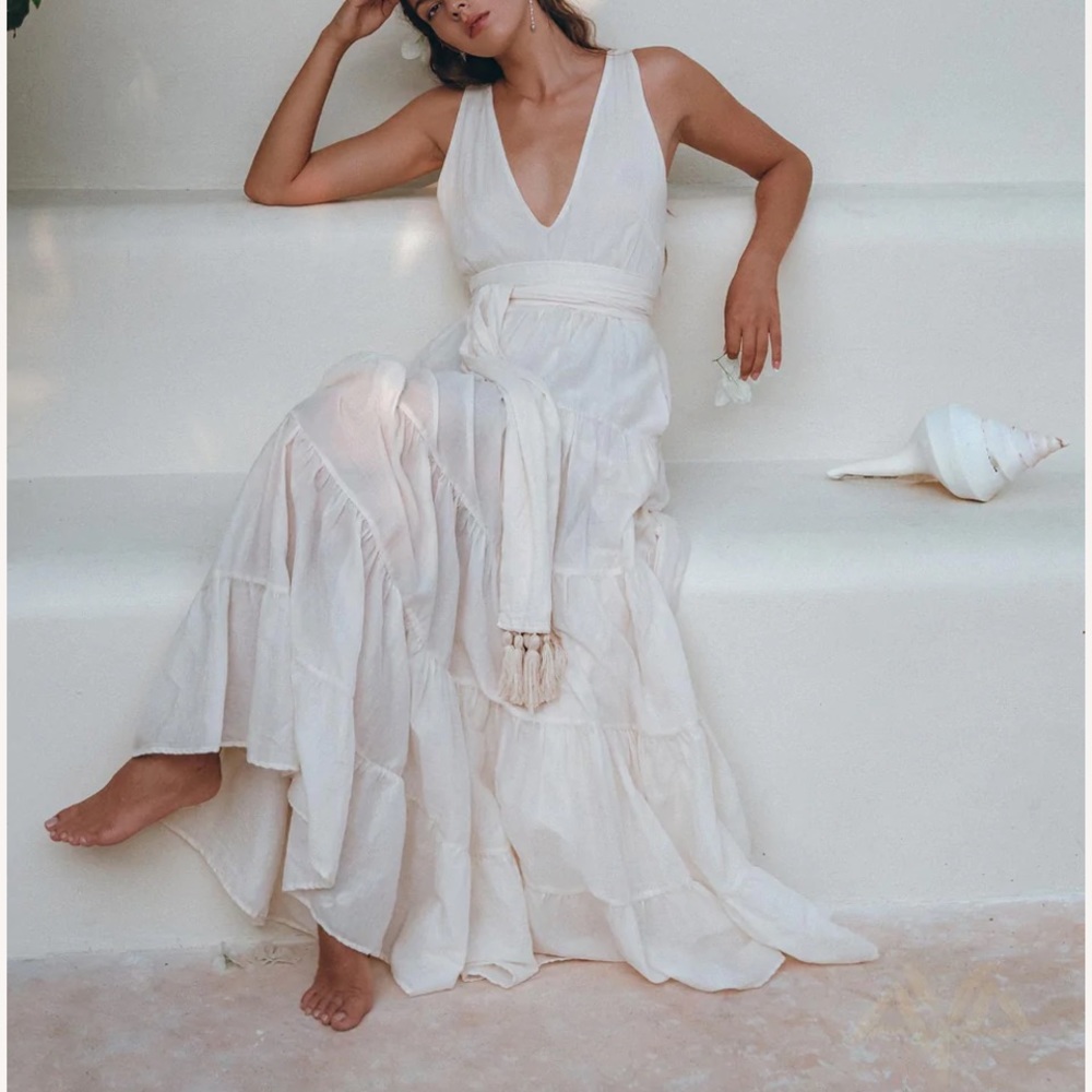 ORGANIC COTTON OFF WHITE/BEIGE Beautiful Boho maxi dress